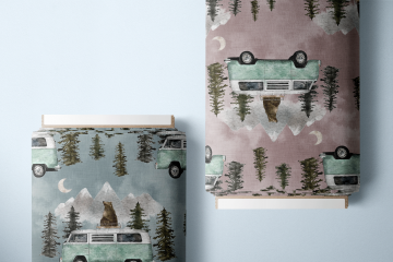 Camperbeer roze blauw