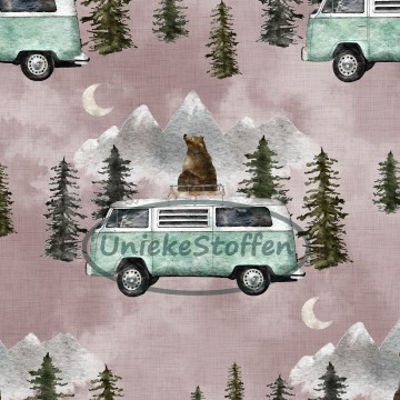 Forever exploring bear uniekestoffen roze