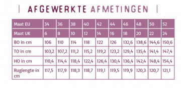 Martha afgewerkte afmetingen