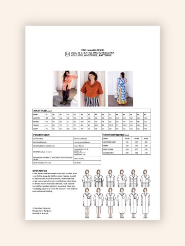 Notches paper sewing pattern backcover clara nl