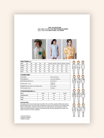 Notches paper sewing pattern backcover colombia nl1
