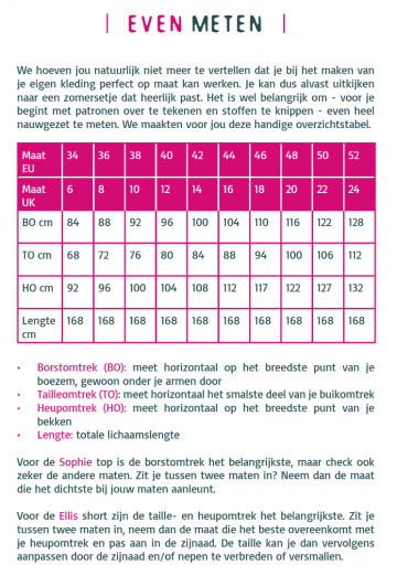 Sophie ellis even meten